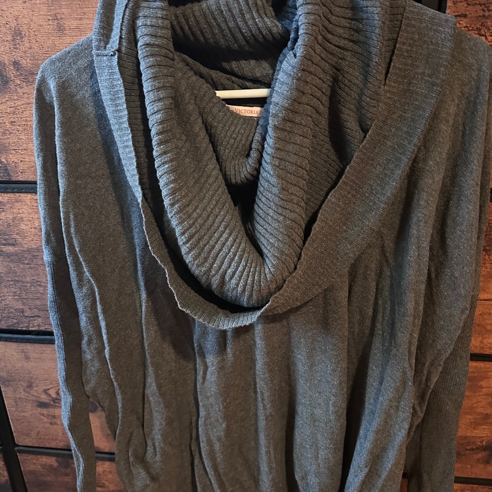 Victoria secret cowl neck sweaters one grey one light olive green